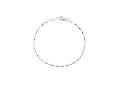 Rhodium Plated 3 mm Womens Beaded Chain